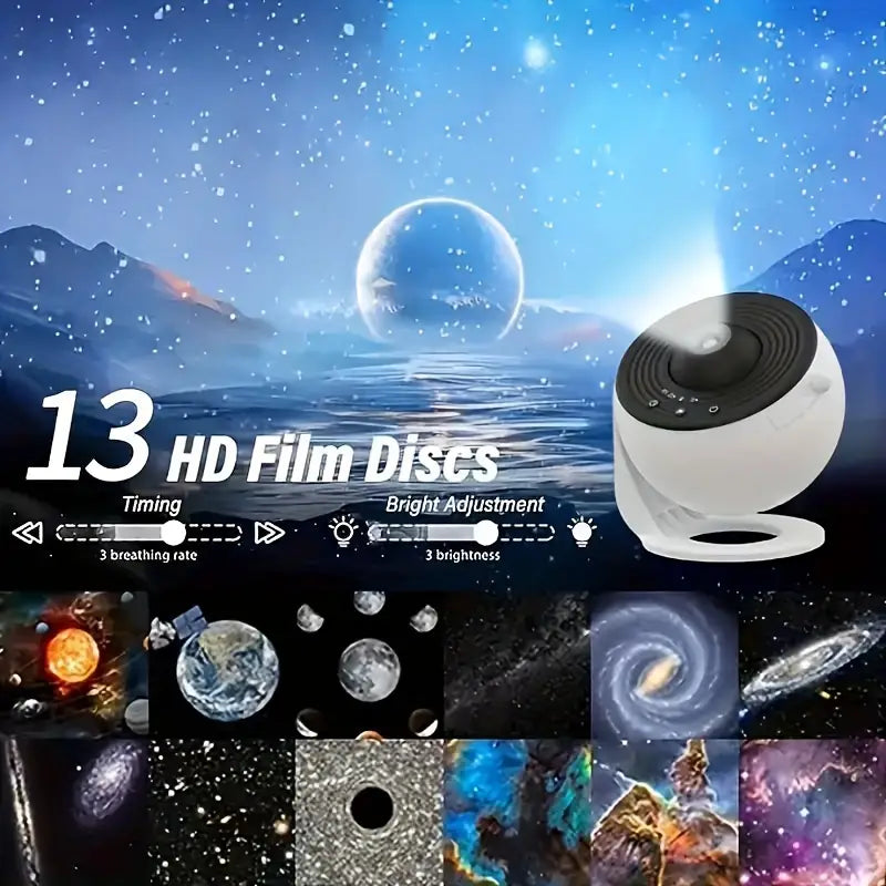 Galaxy Star Projector with 12 Films - Rotating Dreamy Sky & Universe Light for Bedroom Atmosphere