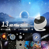 Galaxy Star Projector with 12 Films - Rotating Dreamy Sky & Universe Light for Bedroom Atmosphere