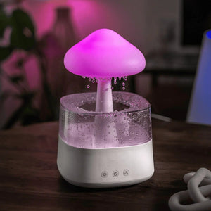 AuraMist™ Rain Cloud Humidifier and Aroma Diffuser - USB Rechargeable with 7-Color LED Light for Bedroom & Office