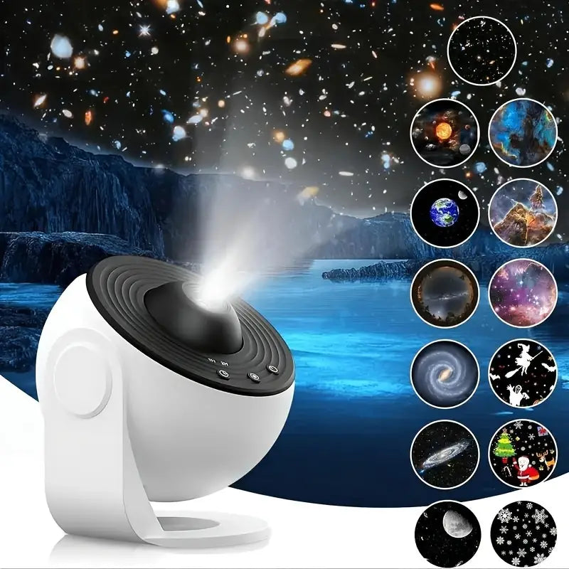 Galaxy Star Projector with 12 Films - Rotating Dreamy Sky & Universe Light for Bedroom Atmosphere