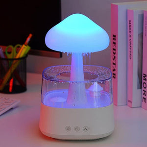 AuraMist™ Rain Cloud Humidifier and Aroma Diffuser - USB Rechargeable with 7-Color LED Light for Bedroom & Office